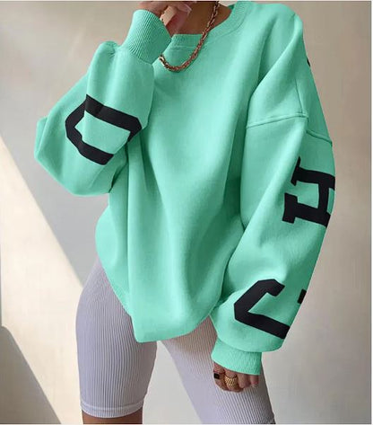 Women’s Loose Printed Sweatshirt Top – Cozy Casual Fit