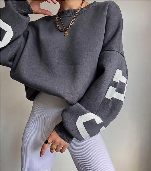 Women’s Loose Printed Sweatshirt Top – Cozy Casual Fit