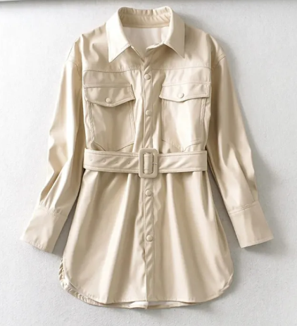 Women's Faux Leather Lace-Up High Waist Jacket