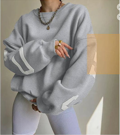 Women’s Loose Printed Sweatshirt Top – Cozy Casual Fit
