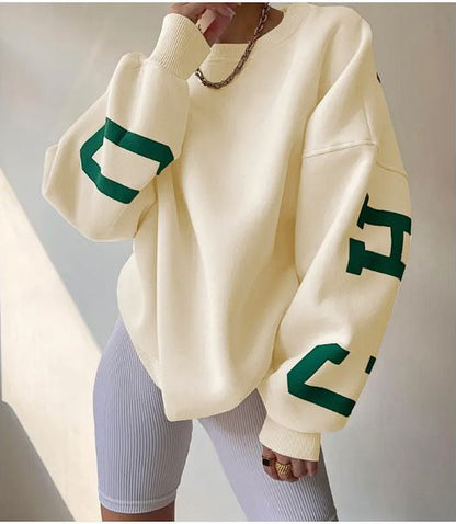 Women’s Loose Printed Sweatshirt Top – Cozy Casual Fit