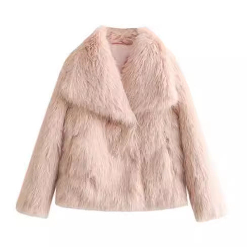 Women’s Plush Winter Coat With Classic Lapel Collar
