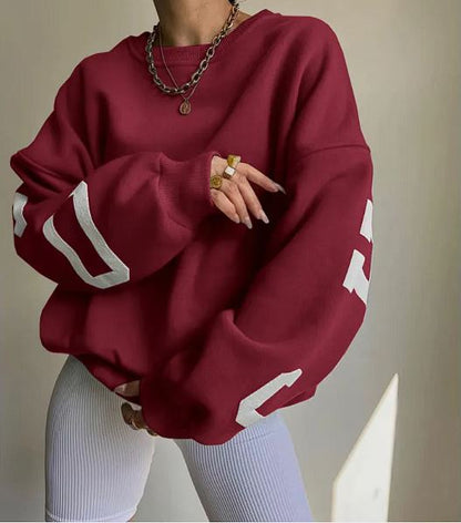 Women’s Loose Printed Sweatshirt Top – Cozy Casual Fit