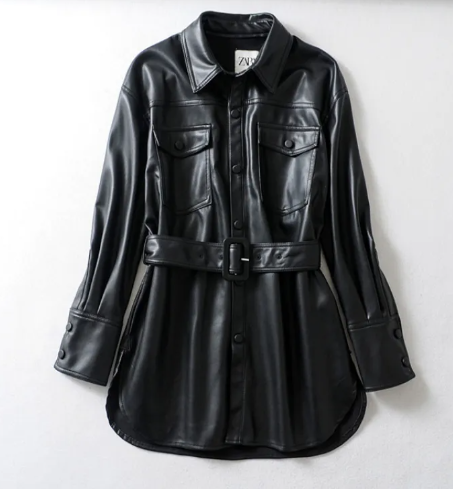 Women's Faux Leather Lace-Up High Waist Jacket