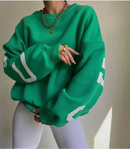 Women’s Loose Printed Sweatshirt Top – Cozy Casual Fit