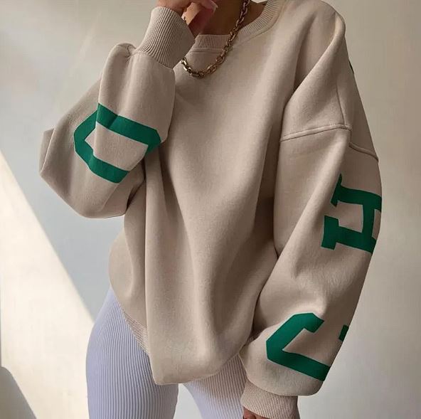 Women’s Loose Printed Sweatshirt Top – Cozy Casual Fit