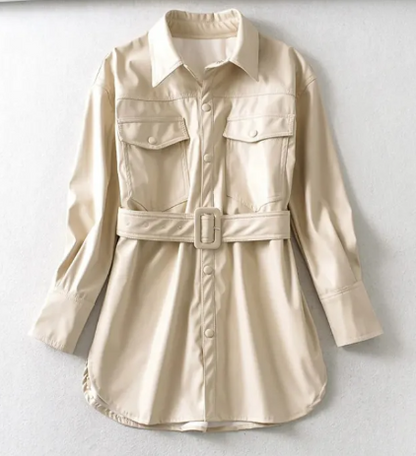 Women's Faux Leather Lace-Up High Waist Jacket