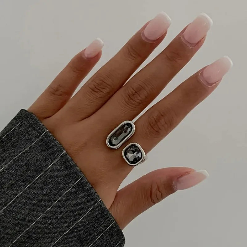 Minimalist Rhinestone Open Ring for Women