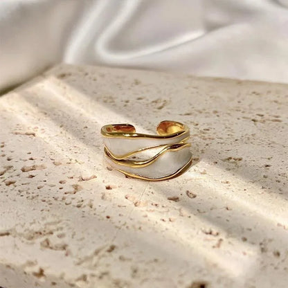 Vintage Irregular Enamel Open Ring for Women