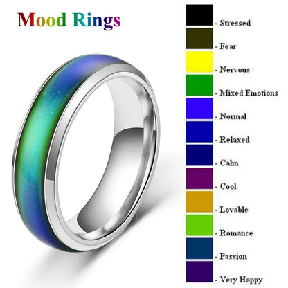 Stainless Steel Color-Changing Mood Ring for Couples