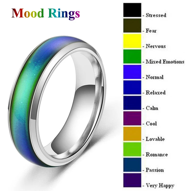 Stainless Steel Color-Changing Mood Ring for Couples