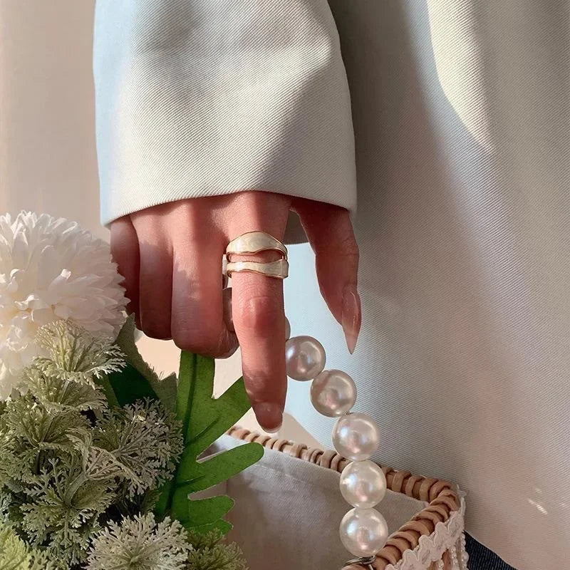 Vintage Irregular Enamel Open Ring for Women