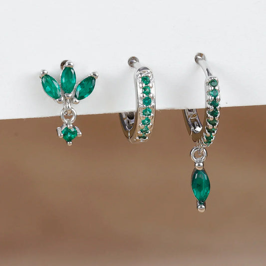 3PCS Horse Eye Zircon Stud Earrings