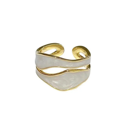 Vintage Irregular Enamel Open Ring for Women