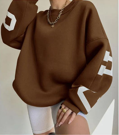Women’s Loose Printed Sweatshirt Top – Cozy Casual Fit