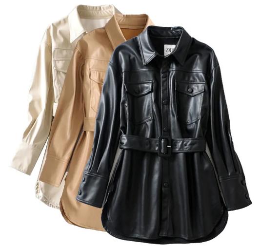 Women's Faux Leather Lace-Up High Waist Jacket