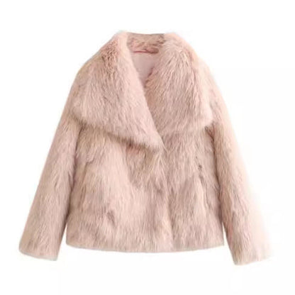 Women’s Plush Winter Coat With Classic Lapel Collar