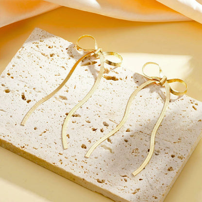 Golden Bow Knot Drop & Dangle Earrings